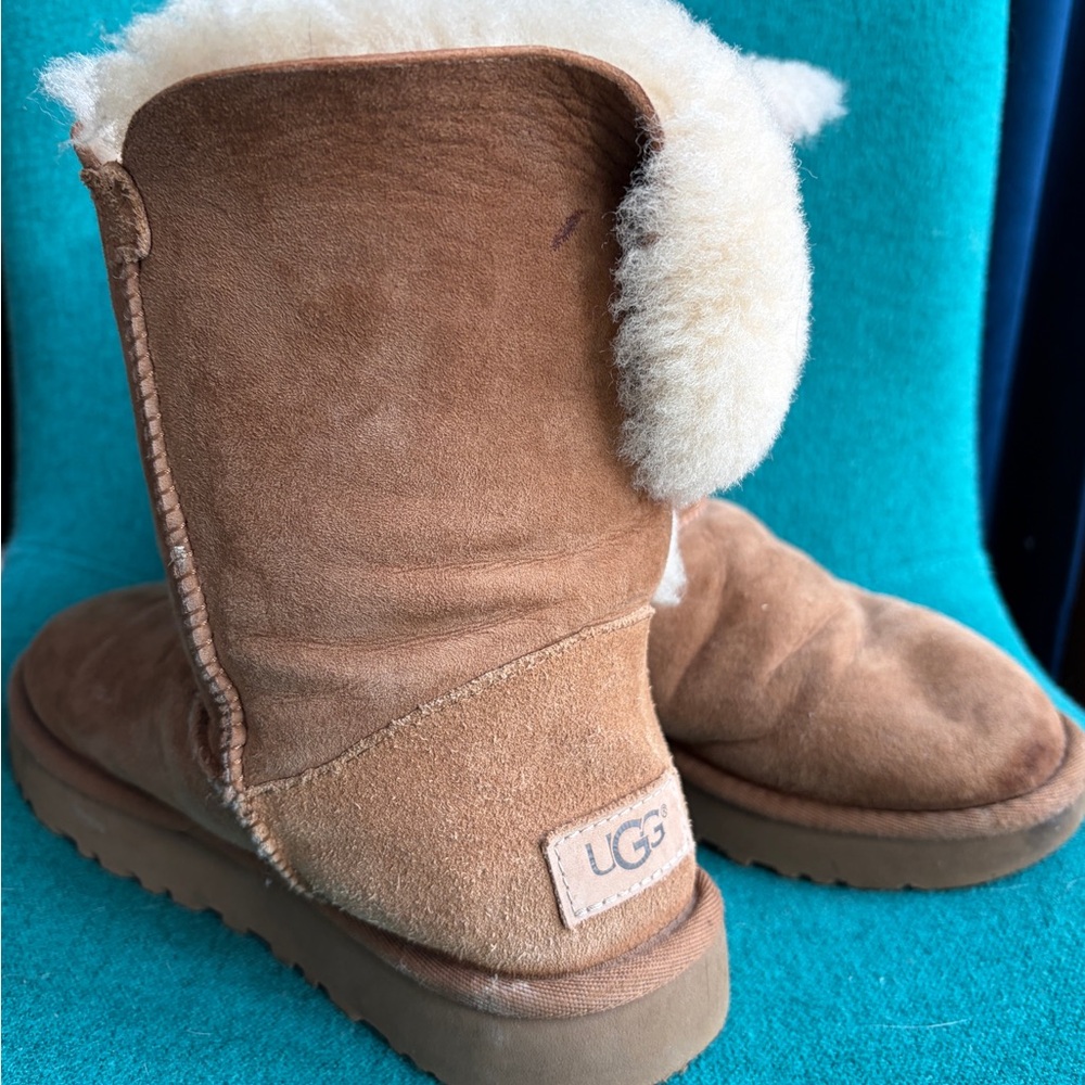 Ugg Chestnut Button Suede Shearling Winter Boots - image 3
